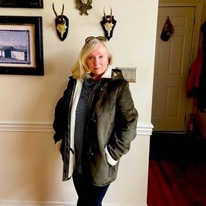 Jacket-soft suede like fabric/Sherpa lined,hooded